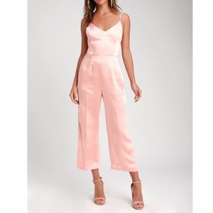 Pink satin jumpsuit